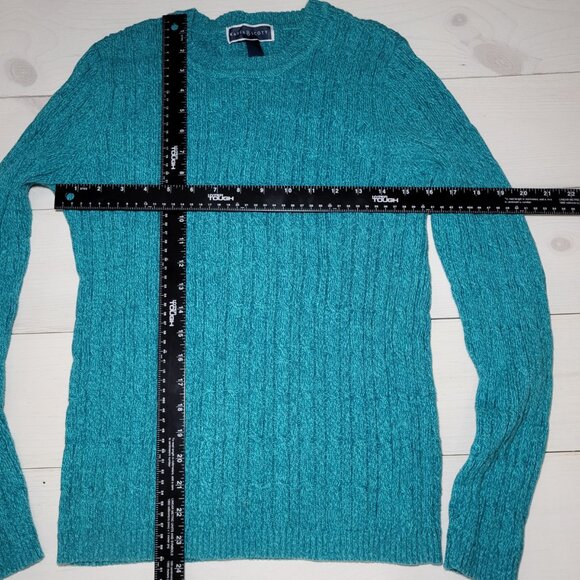 Karen Scott Cable Knit Cozy Cotton Sweater Teal Blue Coastal Christmas Preppy - Picture 5 of 5
